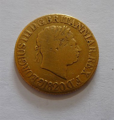 Lot 352 - George III Sovereign 1820, large date, open 2, scratches on rev., good edge VG, parts better