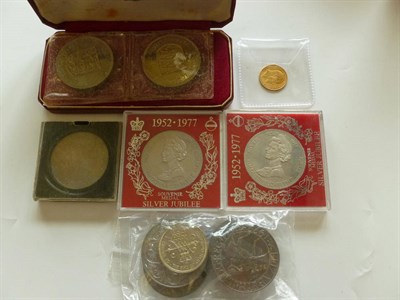 Lot 358 - Miscellaneous Lot including: half sovereign 1906 VF, Jersey proof set 1966 (2 x CuNi crowns) in...