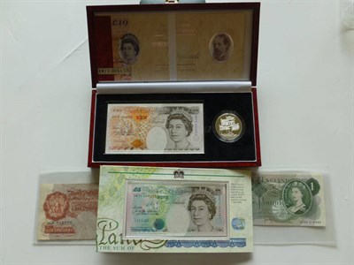 Lot 360 - 2 x RM Commemorative Sets: (1) a silver proof £5 1996 FDC and £10 Kentfield UNC with...