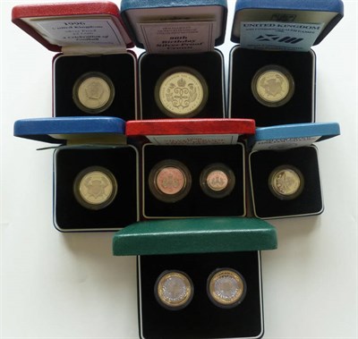 Lot 364 - 9 x UK Silver Proof Coins: crown 1990, 3 x £2 1986(x2) & 1996, 2-coin £2 set 1997/98,...