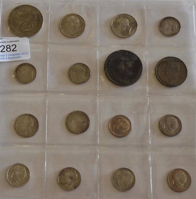 Lot 282 - George IV, 8 x Silver & Bronze Coins comprising: halfcrown 1821, cleaned, contact marks GFine,...