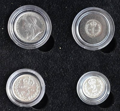 Lot 291 - Maundy Set 1898, 4d, 3d, 2d & 1d, minor marks/hairlines, in modern London Mint Office case,...