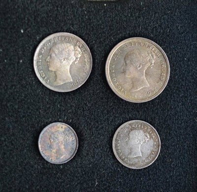 Lot 299 - Maundy Set 1872, 4d, 3d, 2d & 1d, in modern case, toned EF