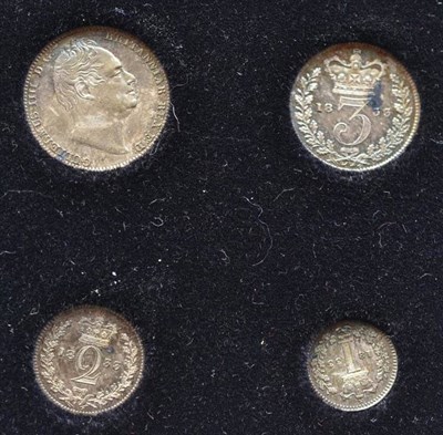 Lot 309 - William IV, Maundy Set 1833, 4d, 3d, 2d & 1d, toning spots, in modern case, EF or+