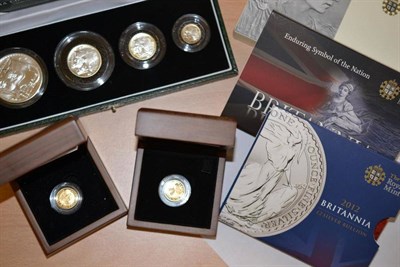 Lot 318 - 2 x Britannia Gold Proof £10 (each 1/10oz fine gold) 2008 & 2010  with certs, in CofI, FDC,...