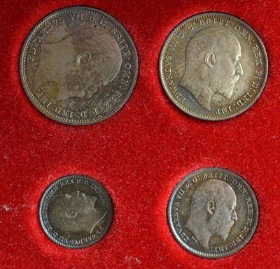 Lot 322 - Edward VII, Maundy Set 1904, 4d, 3d, 2d & 1d, in modern case, toned EF or+