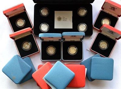 Lot 326 - 8 x Silver Proof Piedfort £1: 1985, 1986, 1998, 1999, 2000, 2002, 2003 & 2005, 7 x Silver...