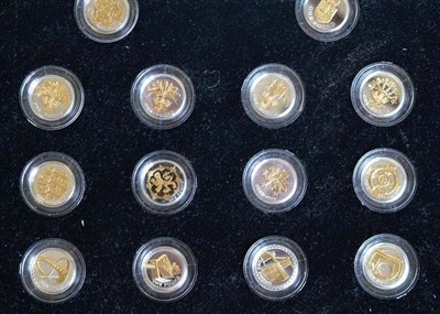 Lot 329 - One Pound Coin Collection' a Complete Set of 14 x Silver Proof £1 2008, issued to...