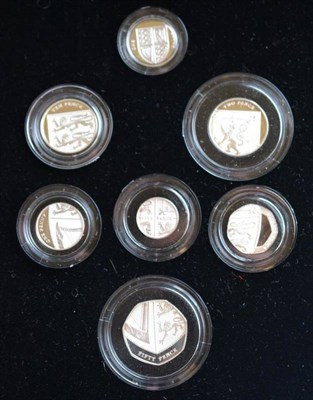 Lot 330 - Silver Proof Piedfort Collection 2008, 7 coins £1 to 1p, 'The Royal Shield of Arms'  with...