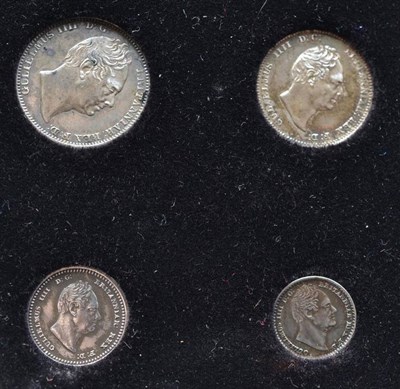 Lot 335 - William IV Maundy Set 1831, 4d, 3d, 2d & 1d, toning spots, in modern case, EF