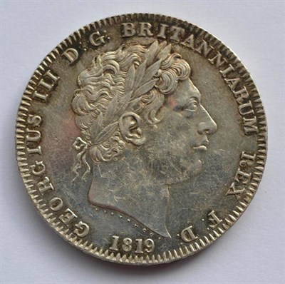 Lot 345 - George III Crown 1819 LX, light contact marks/scuffs, generally good edge, lustrous AEF