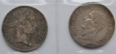 Lot 348 - France, 2 x Silver 5 Francs: 1810 U Turin Mint, obv. laureate bust of Napoleon, contact marks,...