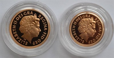 Lot 376 - Proof Sovereign & Half Sovereign Set 2001, with cert, in CofI, FDC