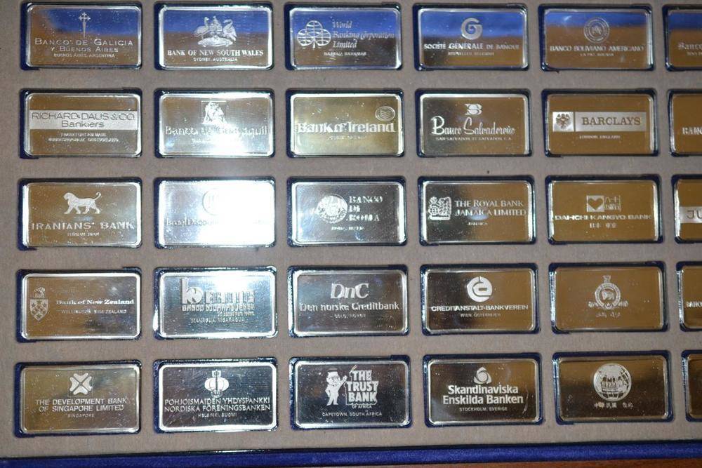 Lot 406 - First International Bank Ingot Collection' a complete set of 50 x sterling silver ingots, each 40g