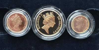 Lot 101A - RM 3-Coin Gold Proof Set 1987, comprising £2, sovereign & half sovereign, with cert, in...