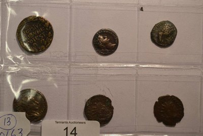 Lot 14 - 15 x Roman Coins including: Augustus brass dupondius (moneyers' series) obv. AVGVSTVS TRIBVNIC...