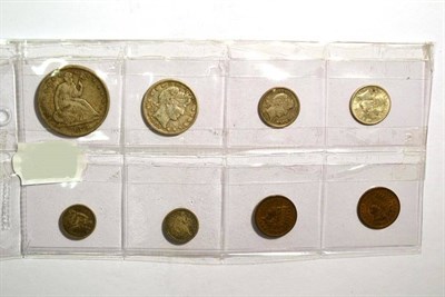 Lot 28 - USA, 8 x 19th Century Coins: half dollar 1875s VG/AFine, quarter dollar 1905 Fine, 2 x dimes...