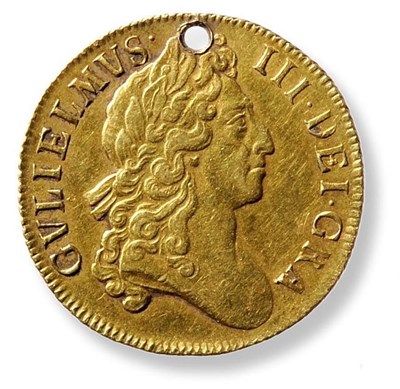 Lot 32 - William III Guinea 1699, 2nd bust, holed at 12 o'clock o/wise good edge & surfaces with...