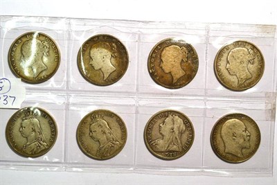 Lot 34 - Victoria, 7 x Halfcrowns: 1844, 1845, 1846, 1885, 1888, 1889 & 1897, together with Edward VII...