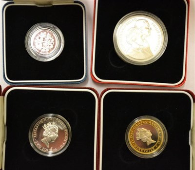 Lot 40 - 4 x UK Silver Proofs: £5 1997 'Golden Wedding,' 2 x £2 1996 'Football & 1997 & £1 1997, in