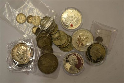 Lot 43 - Miscellaneous Silver Coins comprising: 3 x crowns 1889 edge bumps Fine, 1897 L1X AFine & 1935...
