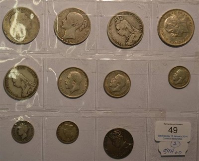 Lot 49 - Miscellaneous English Silver Coins comprising: 4 x crowns: 1820 LIX Fair, 1847 XI contact...