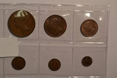 Lot 84 - Victoria, a Set of 6 x Copper Coins comprising: penny 1857PT, halfpenny 1852 incuse dots on...