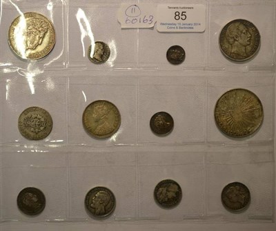 Lot 85 - 12 x 19th Century Foreign Silver Coins comprising: France 5 francs 1838W VF, half franc MM A...