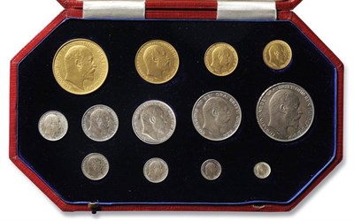 Lot 89 - Proof Set 1902, long set of 13 coins comprising:  gold £5, £2, sovereign & half sovereign...