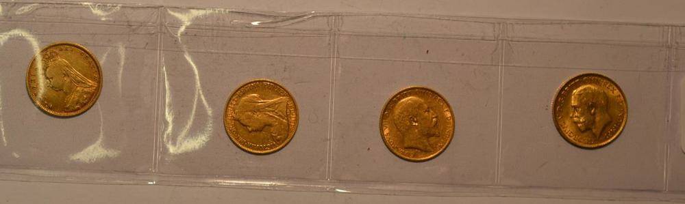 Lot 176 - 4 x Half Sovereigns: 1892, 1895, 1906 & 1914 Fine to VF