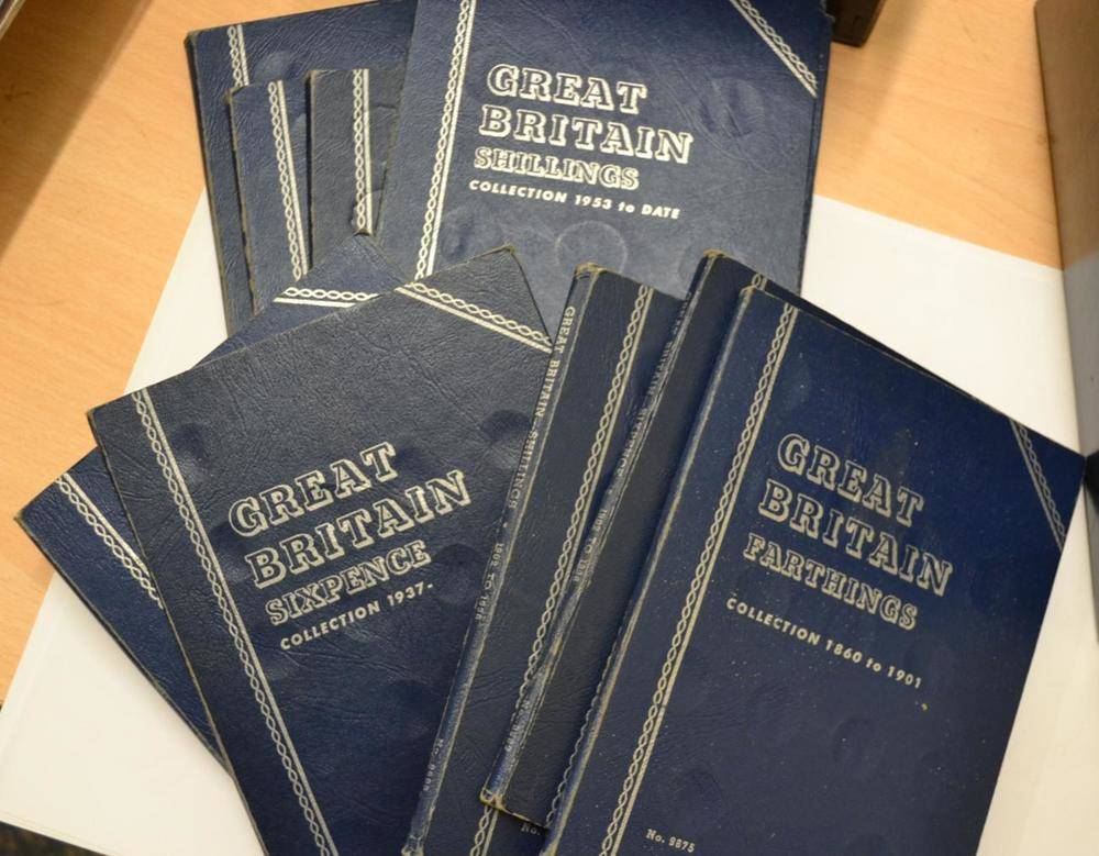 Lot 190 - 9 x Whitman Folders containing complete date runs of English silver, bronze & CuNi &...