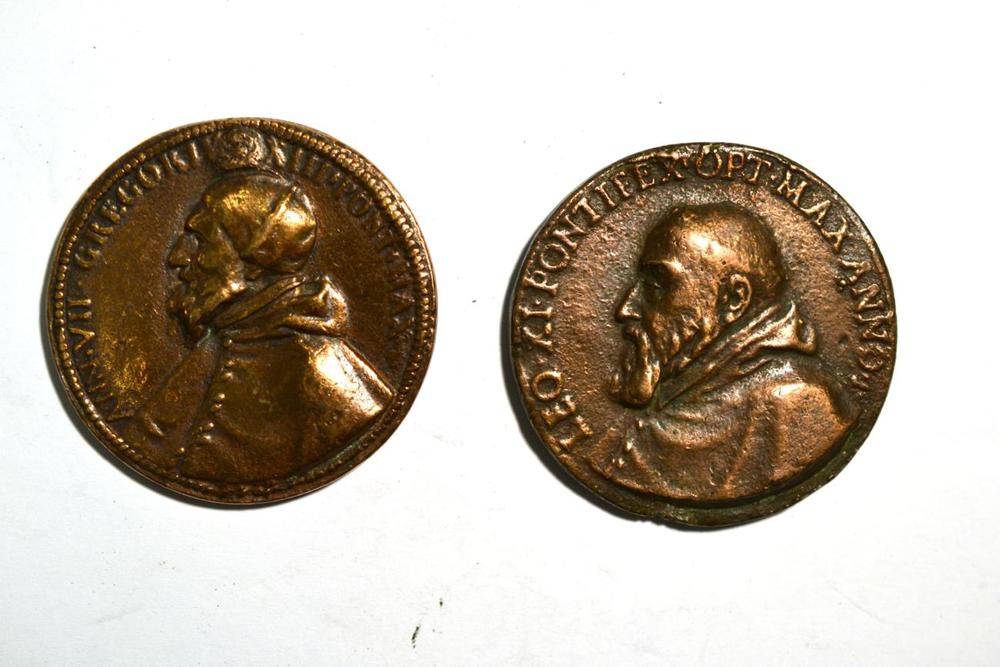 Lot 240 - Papal States, 2 x Bronze Medals: (1) Pope Leo XI commemorative; Leo XI died on the 27th April 1605