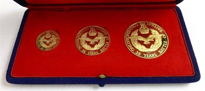 Lot 353 - A Set of 3 x 18ct Gold Medals 1965 commemorating the 25th anniversary of the Battle of Britain,...