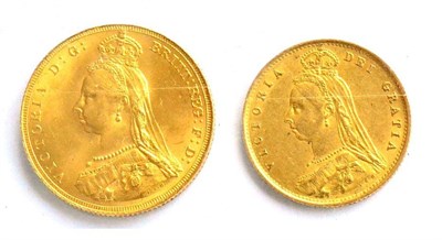 Lot 167 - Sovereign 1887JH & Half Sovereign 1887JH, GVF