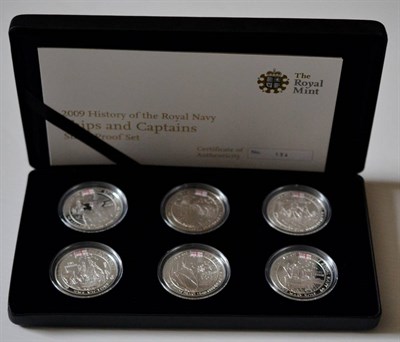 Lot 49 - RM Silver Proof Set 2009 'History of the Royal Navy - Ships & Captains' comprising 6 x silver proof