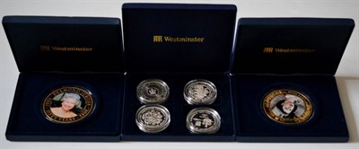 Lot 57 - 40th Anniversary of the Coronation 1993, a set of 4 x commemorative silver proof crowns - UK,...