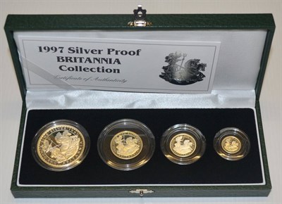 Lot 98 - Britannia 4-Coin Silver Proof Set 1997 comprising £2, £1, 50p & 20p, with cert, in CofI,...