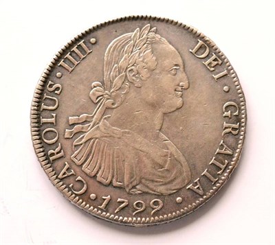 Lot 124 - Chile 8 reales 1799 D A, MM So (Santiago Mint), minor obv. contact marks, good edge, lightly...