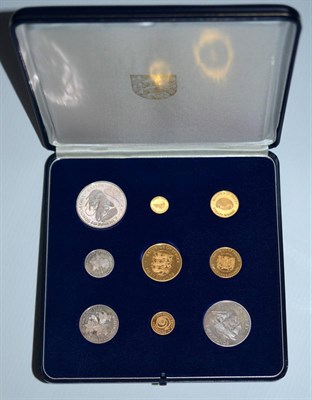 Lot 134 - Jersey, a 9-coin Gold & Silver Set 1972 commemorating the Queen's Silver Wedding & comprising:...