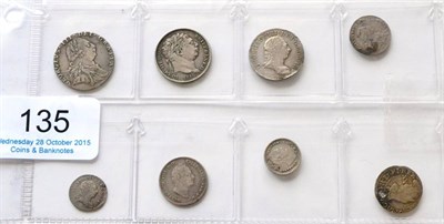 Lot 135 - Miscellaneous English Pre-Victoria Silver Coins comprising: 2 x sixpences: 1787 with hearts & 1816