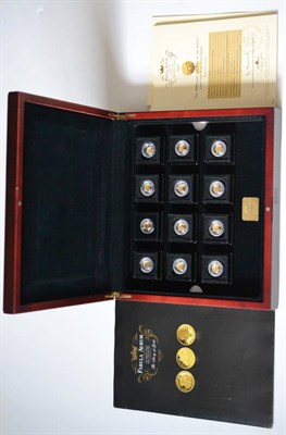 Lot 185 - Tristan da Cunha, 12 x Gold Proof Halfcrowns 2009, various revs, each 11mm & 0.5g of .999 gold,...