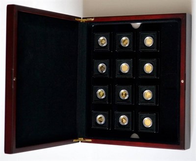 Lot 186 - Tristan da Cunha, 12 x Gold Proof Halfcrowns 2010, each 11mm & 0.5g of .999 gold, revs depict...