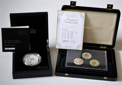 Lot 194 - Silver Proof £10 2013 '60th Anniversary of the Coronation' rev. orb & sceptre & view of interior