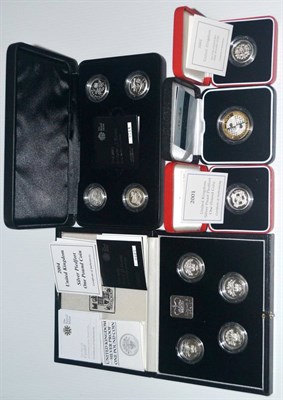 Lot 196 - 10 x Silver Proof Piedfort £1 comprising: a set of 4 x £1 1984-87 'floral emblems' in...