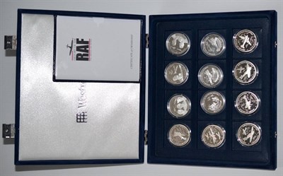 Lot 205 - History of the RAF' 12 x crown-size £5 coins: 6 x Gibraltar 2007, 3 x Guernsey 2008 & 3 x Jersey