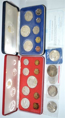 Lot 218 - 2 x Foreign Proof Sets: Barbados 1974 8 coins 1 cent to 10 dollars (10 dollars sterling silver,...