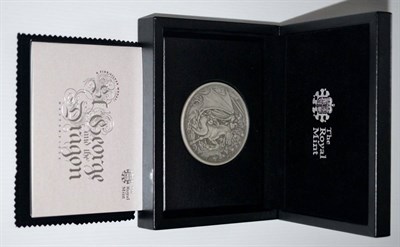 Lot 230 - St George & the Dragon,' a large .999  silver medallion,  80mm, 250g (8 troy oz), struck in...