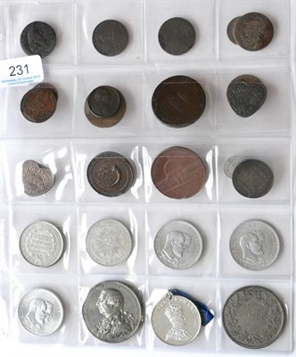 Lot 231 - 33 x Miscellaneous Tokens, Trade tokens, Commemorative Medals etc including: 5 x 18th century...