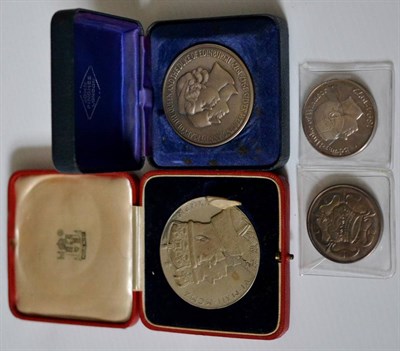 Lot 236 - 2 x Commemorative Silver Medals: George V Silver Jubilee 1935, official large (57mm) RM issue...