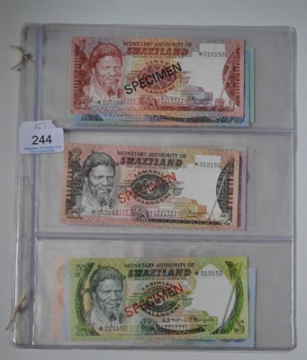 Lot 244 - Swaziland, a Set of 5 x Specimen Banknotes: 1 lilangeni & 2, 5, 10 & 20 emalangeni, no date...